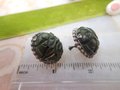 Vintage BAKELITE Earrings Carved Dark Green Spinach Chunky Art Deco Screw Back Old Plastic Mid Century, VivianJoel.com