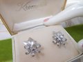Vintage KREMENTZ Crystal Flower Earrings Designer Rhinestone Petite Screw Back Original Box Mid Century Jewelry Gift, VivianJoel.com