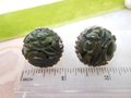 Vintage BAKELITE Earrings Carved Dark Green Spinach Chunky Art Deco Screw Back Old Plastic Mid Century, VivianJoel.com