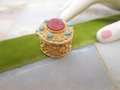 Vintage FLORENZA Trinket Ring Jewelry Pill Box Art Glass Mogul Gold Gilt Mid Century Jewelry Gift, VivianJoel.com