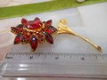Vintage Red Rhinestone Brooch Flower High End Designer Pin JULIANA Mid Century Crystal Jewelry Gift, VivianJoel.com