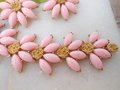 Vintage MARVELLA Pink Bracelet Earrings Set Flower Thermoset Lucite Mid Century Designer Jewelry Gift,  VivianJoel.com