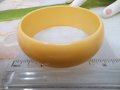 Vintage BAKELITE Bracelet Wide Bangle Cream Corn Yellow Art Deco Plastic Mid Century Jewelry Gift, VivianJoel.com