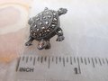 Vintage STERLING SILVER Marcasite Pin Brooch Turtle Reptile 925 A Designer Figural Jewelry Gift Mid Century, VivianJoel.com