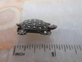 Vintage STERLING SILVER Marcasite Pin Brooch Turtle Reptile 925 A Designer Figural Jewelry Gift Mid Century, VivianJoel.com