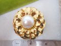 Vintage MONET Brooch Domed Flower Pin Faux Pearl Chunky Statement Designer Mid Century Classic Jewelry Gift, VivianJoel.com