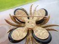 Vintage OSCAR De La RENTA Maltese Cross Pin Brooch Chunky Black Glass Gold Plate Statement Runway Mid Century Jewelry Gift, VivianJoel.com