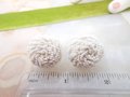 Vintage Snowball White Earrings Tiny Milk Glass Seed Bead Dome Cluster Flower Wedding Screw Back Mid Century, VivianJoel.com