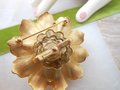 Vintage MONET Brooch Domed Flower Pin Faux Pearl Chunky Statement Designer Mid Century Classic Jewelry Gift, VivianJoel.com