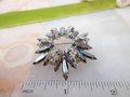 Vintage JULIANA Starburst Flower Brooch Earrings Set Hematite Pin Rhinestone Crystal Designer Verified Mid Century Jewelry, VivianJoel.com