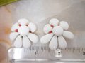 Vintage WEST GERMANY Milk Glass Earrings White Flower Clip On Wedding Bride Mod Jewelry Mid Century Gift, VivianJoel.com