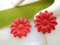 Vintage Dress Clip Daisy Red Flower Enamel Pin Brooch Set Retro Kitschy Jewelry Gift Mid Century, VivianJoel.com