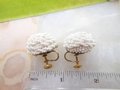 Vintage Snowball White Earrings Tiny Milk Glass Seed Bead Dome Cluster Flower Wedding Screw Back Mid Century, VivianJoel.com