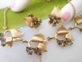 Vintage CURTIS CREATIONS Necklace Earrings Set Rhinestone Crystal Gold Fill GF Demi Parure Designer Mid Century Jewelry, VivianJoel.com