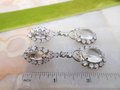 Vintage Rhinestone Earrings Moonstone Clip On Drop Crystal Dangle Chandelier Hollywood Glam Wedding Jewelry Gift Mid Century, VivianJoel.com
