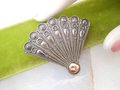 Vintage STERLING SILVER Fan Pin Brooch 925 Figural Mid Century Art Deco Mid Century Jewelry Gift, VivianJoel.com