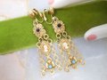 Vintage FLORENZA Cameo Earrings Long Dangle Drop Victorian Revival Chandelier Clip On Designer Mid CenturyJewelry Gift, VivianJoel.com