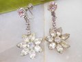 Vintage Rhinestone Earrings Flower Dangle Drop Chandelier Screw Back Hollywood Glam Mid Century, VivianJoel.com