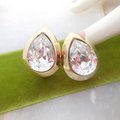 Vintage KJL Crystal Headlight KENNETH Jay LANE Clip On Earrings Runway Statement Teardrop Jewelry Gift, VivianJoel.com