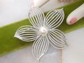 Vintage SARAH COVENTRY Flower Brooch Pearl Moonflower Pin Starburst Designer Mid Century Jewelry Gift, VivianJoel.com