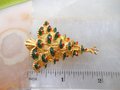 Vintage Christmas Tree Pin Brooch Enamel Rhinestone Gift Jewelry Collectible, VivianJoel.com