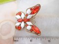 Vintage JULIANA Butterfly Brooch Milk Glass Pin Crystal Rhinestone Designer Mid Century Bug Insect Jewelry Gift, VivianJoel.com