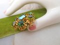 Vintage AUSTRIA Brooch Crystal Rhinestone Pin Green Victorian Renaissance Revival Ornate Jewelry Gift Mid Century, VivianJoel.com