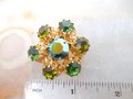 Vintage AUSTRIA Brooch Crystal Rhinestone Pin Green Victorian Renaissance Revival Ornate Jewelry Gift Mid Century, VivianJoel.com
