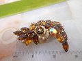 Vintage JULIANA Flower Brooch Topaz Spray Pin Crystal Rhinestone Aurora Borealis Mid Century Jewelry Gift, VivianJoel.com