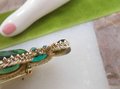 Vintage Regency Revival Brooch Green Pin Emerald Aurora Borealis Ornate Chunky Mid Century Jewelry Gift, VivianJoel.com