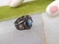 Vintage STERLING SILVER Thunderbird Ring Turquoise 925 Fred Harvey Era Mid Century Jewelry Gift Size 2 Petite, VivianJoel.com
