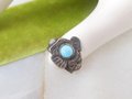 Vintage STERLING SILVER Thunderbird Ring Turquoise 925 Fred Harvey Era Mid Century Jewelry Gift Size 2 Petite, VivianJoel.com