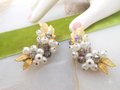 Vintage LAGUNA Earrings Pearl Crystal Cluster Bead Designer Flower Ear Climbers Drama Jewelry Mid Century, VivianJoel.com