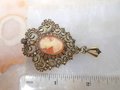 Vintage Cameo Ornate Brooch Rhinestone Victorian Regency Revival Dangle Jewelry Gift Mid Century, VivianJoel.com