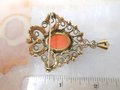 Vintage Cameo Ornate Brooch Rhinestone Victorian Regency Revival Dangle Jewelry Gift Mid Century, VivianJoel.com