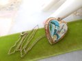 Vintage NIAGARA FALLS Locket Pendant Necklace Souvenir Hand Paint Kitsch Heart Mid Century Jewelry Gift, VivianJoel.com