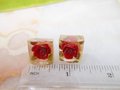 Vintage LUCITE Reverse Carved Earrings Red Rose Flower Screw Back Plastic Resin Mid Century Jewelry Gift, VivianJoel.com