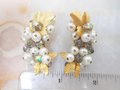 Vintage LAGUNA Earrings Pearl Crystal Cluster Bead Designer Flower Ear Climbers Drama Jewelry Mid Century, VivianJoel.com