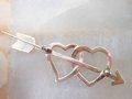 Vintage STERLING SILVER Brooch Double Heart Arrow Love Pin Designer Valentine Mid Century Jewelry Gift, VivianJoel.com