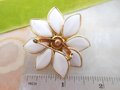 Vintage CORO Designer Brooch Milk Poured Glass Daisy Pin Flower White Yellow Jewelry Gift Mid Century, VivianJoel.com