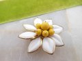 Vintage CORO Designer Brooch Milk Poured Glass Daisy Pin Flower White Yellow Jewelry Gift Mid Century, VivianJoel.com