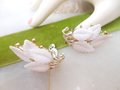 Vintage White Earrings Plastic Leaf Clip On Thermoset Ear Climber Wedding Bride Mid Century Jewelry Gift, VivianJoel.com