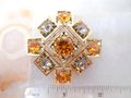 Vintage LISNER Maltese Cross Pin Brooch Ornate Crystal Rhinestone Designer Mid Century Jewelry Gift, VivianJoel.com