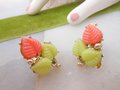 Vintage Orange Lime Green Leaf Earrings Chunky Clip On Thermoset Plastic Retro Mid Century Jewelry Gift, VivianJoel.com