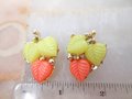 Vintage Orange Lime Green Leaf Earrings Chunky Clip On Thermoset Plastic Retro Mid Century Jewelry Gift, VivianJoel.com