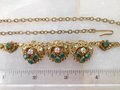 Vintage GERMANY Necklace Earrings Set Ornate Victorian Renaissance Revival Green Crystal Rhinestone Jewelry Mid Century, VivianJoel.com