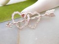 Vintage STERLING SILVER Brooch Double Heart Arrow Love Pin Designer Valentine Mid Century Jewelry Gift, VivianJoel.com