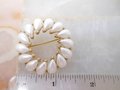 Vintage Crown TRIFARI Classic Brooch Pearl Pin Wreath Circle Gold Plate Mid Century Designer Jewelry Gift, VivianJoel.com