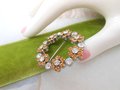 Vintage Topaz Flower Brooch Rhinestone Pin Wreath Clear Jewelry Gift Mid Century, VivianJoel.com