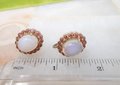 Vintage CORO Moonstone Pink Rhinestone Earrings Screw Back Opal Art Glass Designer Jewelry Mid Century, VivianJoel.com